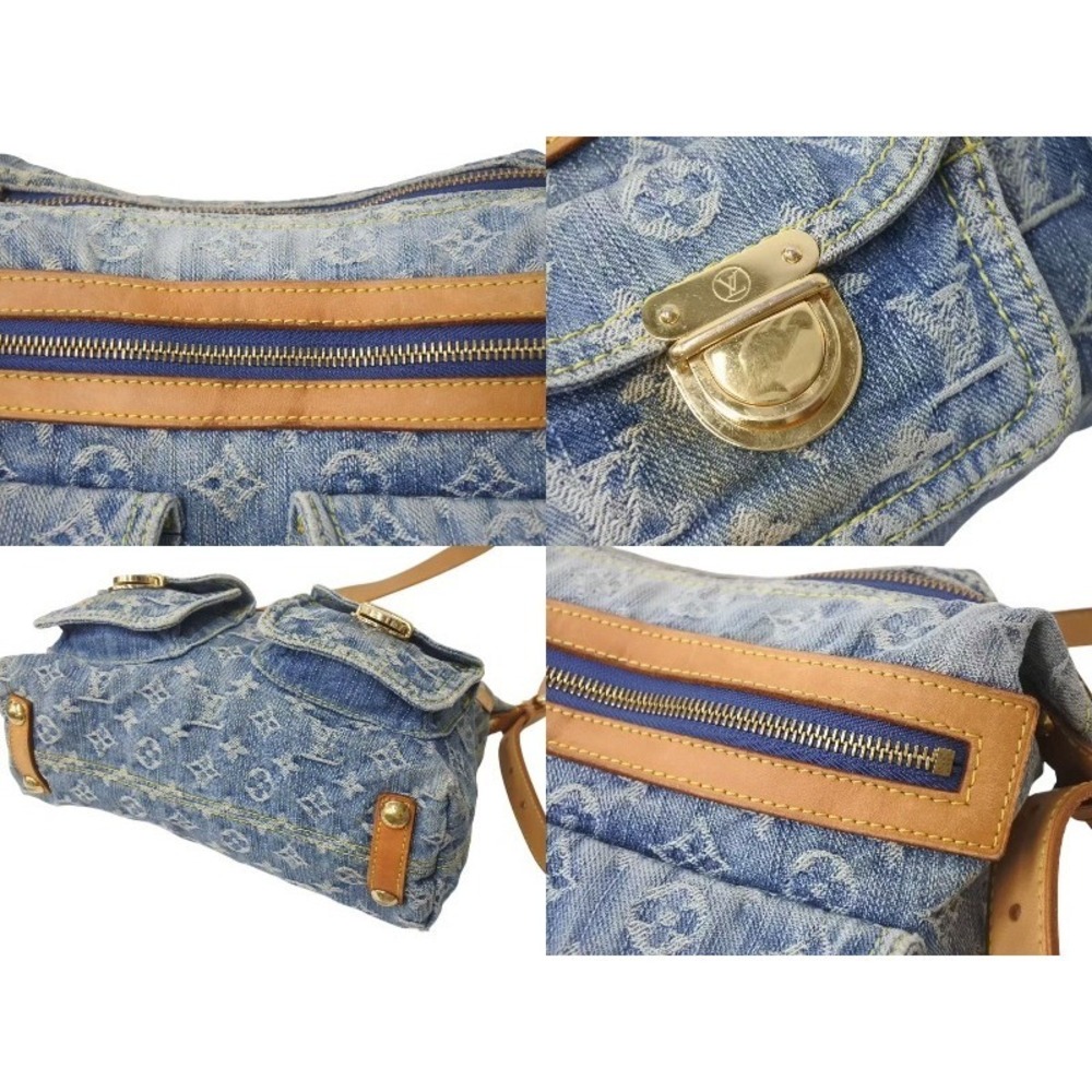 Louis Vuitton Blue Baggy Bag Natural Gold Denim Monogram Shoulder Leather - Picture 5 of 9